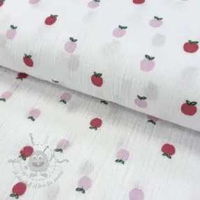 Double gauze/muslin Fruits apple white