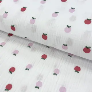 Double gauze/muslin Fruits apple white