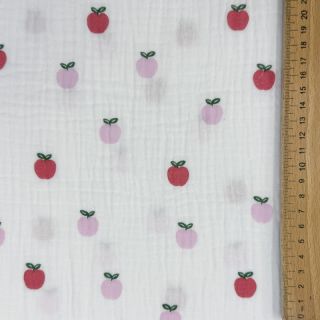 Double gauze/muslin Fruits apple white