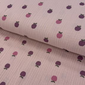 Double gauze/muslin Fruits apple soft rose