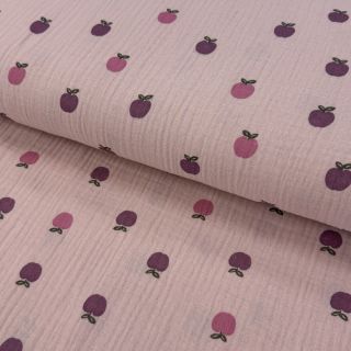 Double gauze/muslin Fruits apple soft rose