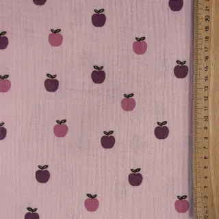 Double gauze/muslin Fruits apple soft rose