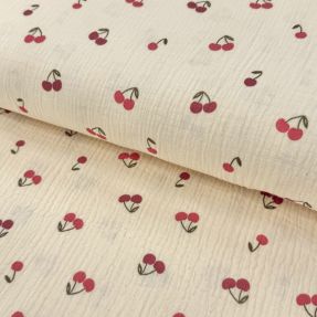Double gauze/muslin Fruits cherry natural