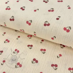 Double gauze/muslin Fruits cherry natural