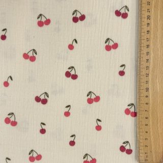 Double gauze/muslin Fruits cherry natural