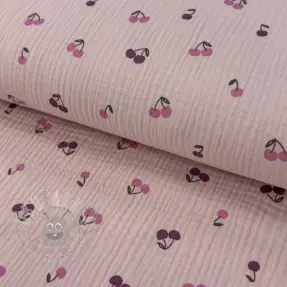 Double gauze/muslin Fruits cherry soft rose