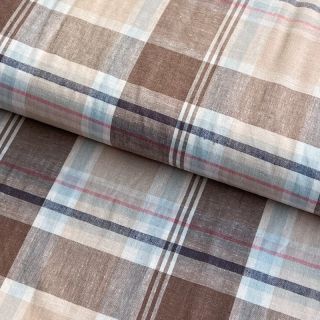 Linen viscose YARN DYED Checks taupe