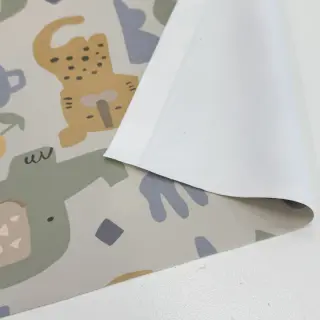 Raincoat fabric Safari animals ecru