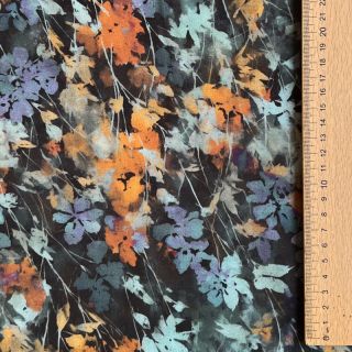 Viscose SATIN Flowie Kin black digital print