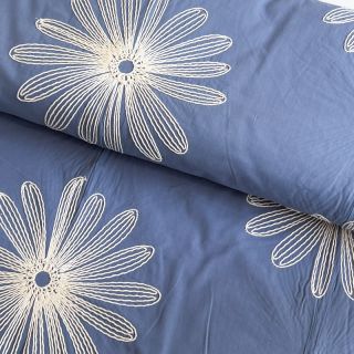 Cotton fabric EMBROIDERY Flowie jeans