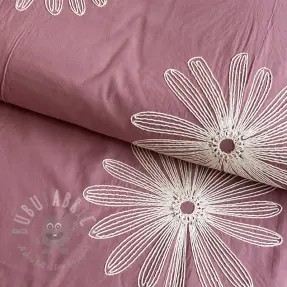 Cotton fabric EMBROIDERY Flowie mauve