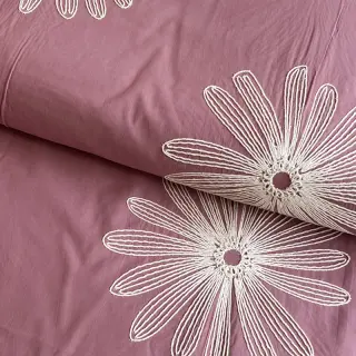 Cotton fabric EMBROIDERY Flowie mauve