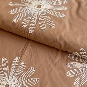 Cotton fabric EMBROIDERY Flowie cinnamon