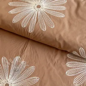 Cotton fabric EMBROIDERY Flowie cinnamon