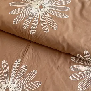 Cotton fabric EMBROIDERY Flowie cinnamon