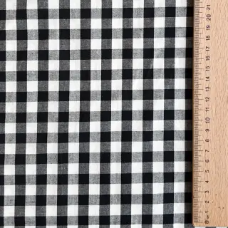 Cotton fabric Checks black white 1-side border