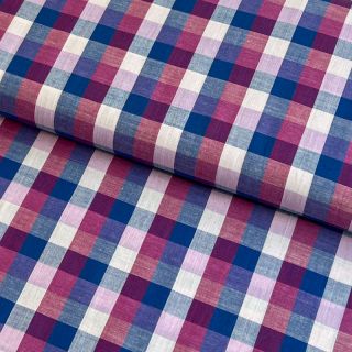 Cotton fabric YARN DYED Square cerise