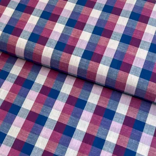 Cotton fabric YARN DYED Square cerise