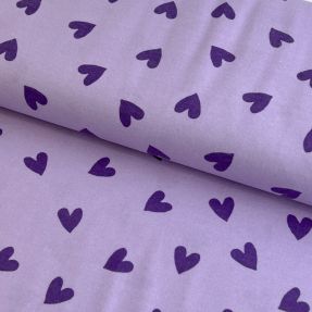 Cotton fabric FLANNEL Hearts lavender