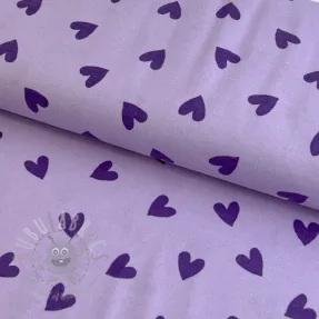 Cotton fabric FLANNEL Hearts lavender