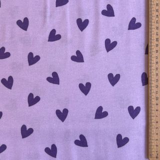 Cotton fabric FLANNEL Hearts lavender