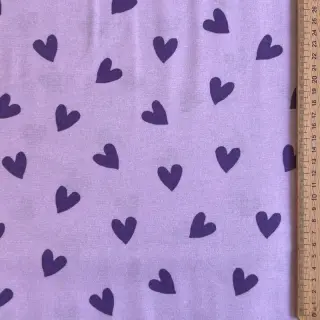 Cotton fabric FLANNEL Hearts lavender