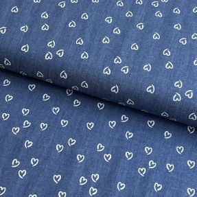 Cotton fabric JEANS Hearts