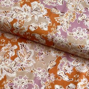 Viscose SATIN Flowie Noe orange digital print