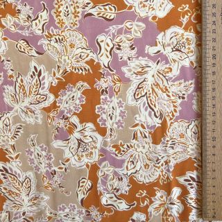 Viscose SATIN Flowie Noe orange digital print