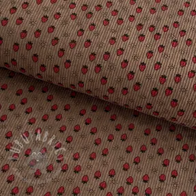 Corduroy STRETCH Little strawberries taupe