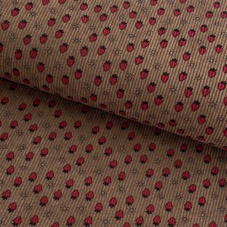 Corduroy STRETCH Little strawberries taupe