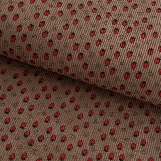 Corduroy STRETCH Little strawberries taupe