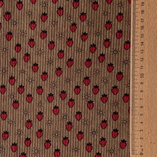 Corduroy STRETCH Little strawberries taupe