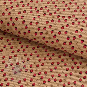 Corduroy STRETCH Little strawberries sand