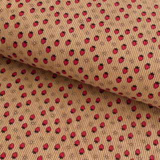 Corduroy STRETCH Little strawberries sand