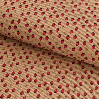 Corduroy STRETCH Little strawberries sand