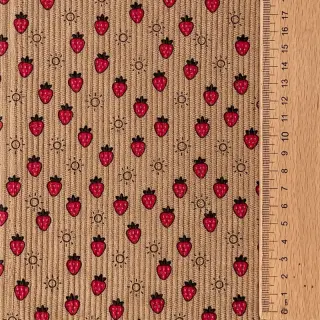 Corduroy STRETCH Little strawberries sand