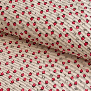 Corduroy STRETCH Little strawberries light sand