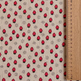 Corduroy STRETCH Little strawberries light sand