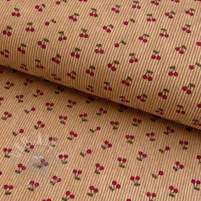 Corduroy STRETCH Little cherry sand