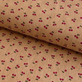 Corduroy STRETCH Little cherry sand