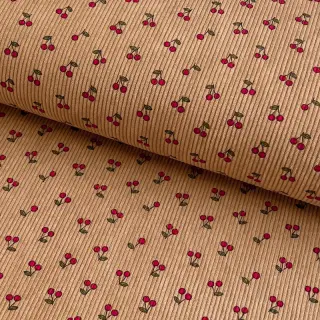 Corduroy STRETCH Little cherry sand
