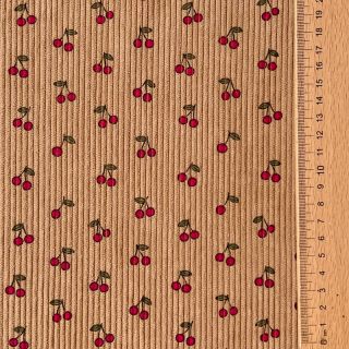 Corduroy STRETCH Little cherry sand