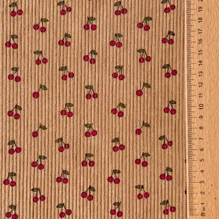 Corduroy STRETCH Little cherry sand