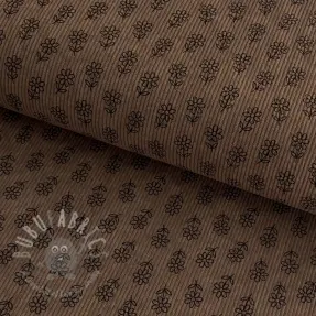Corduroy STRETCH Little flower taupe