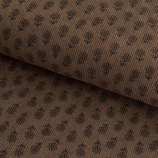 Corduroy STRETCH Little flower taupe