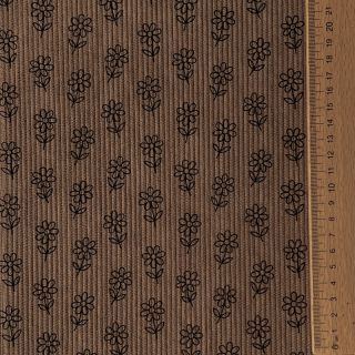 Corduroy STRETCH Little flower taupe