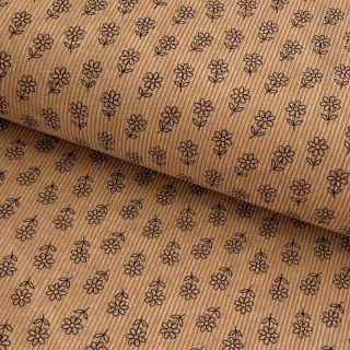 Corduroy STRETCH Little flower sand