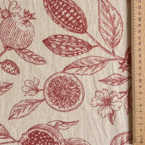 Decoration fabric RUSTIC VINTAGE PRINT Granata groseille