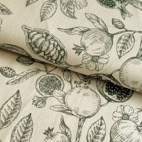 Decoration fabric RUSTIC VINTAGE PRINT Granata kaki